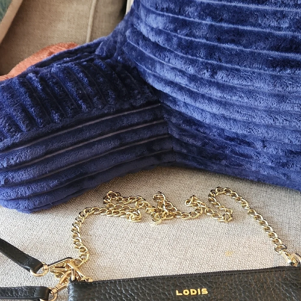 Lodis Black Leather Crossbody with Gold Chain - Picture 3 of 8